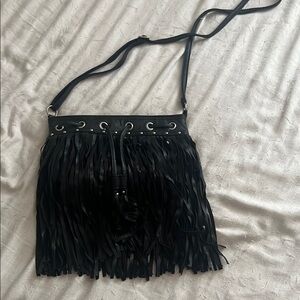 Fringe Black Crossbody Bag